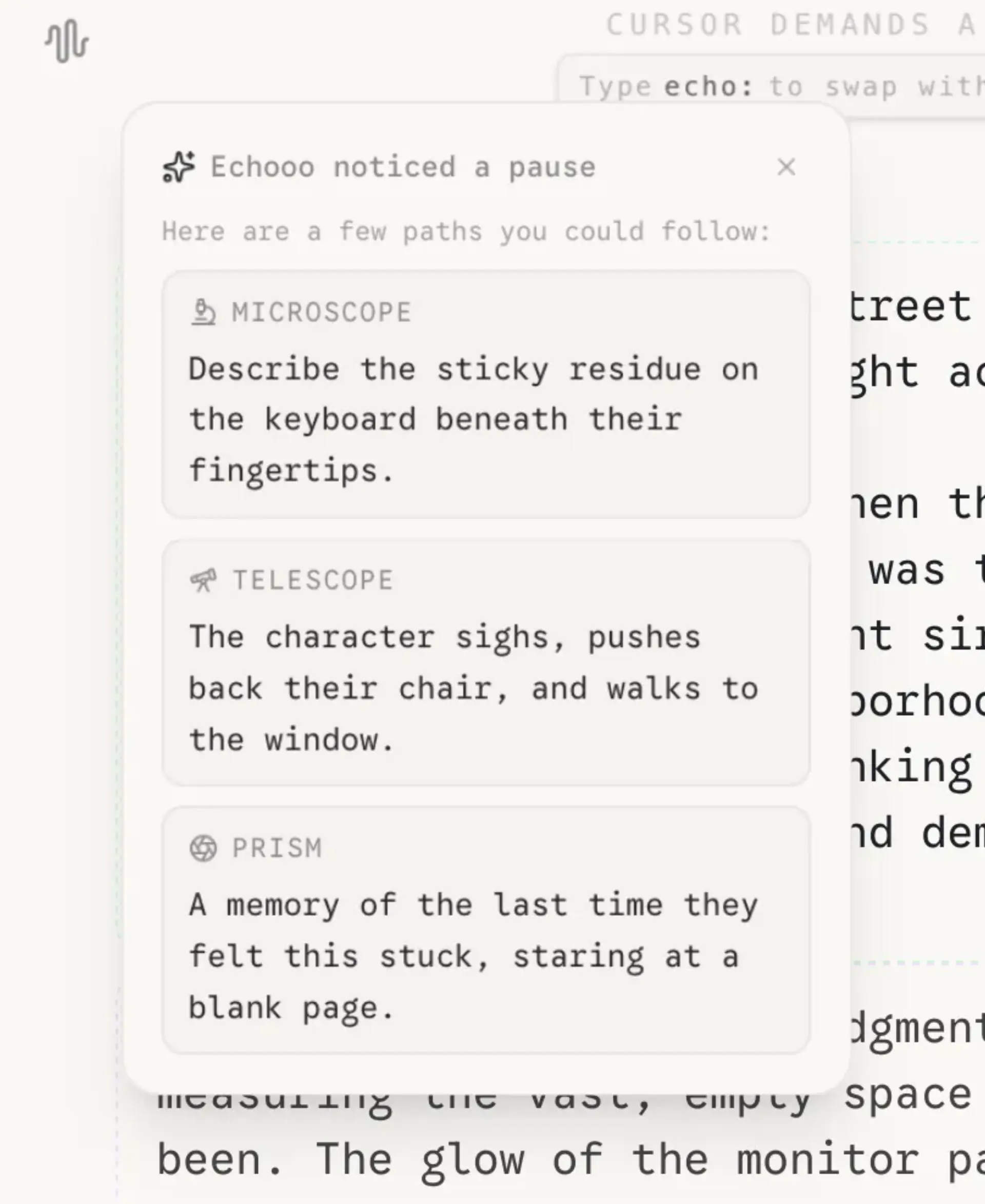 Echooo noticed a pause suggestions